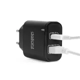 Hálózati Adapter USB + Type-C - gyorstöltő, PD20W - fekete - 55047BK