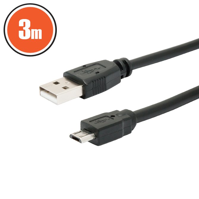 USB kábel 2.0 A dugó - B dugó (micro) 3 m - 20327
