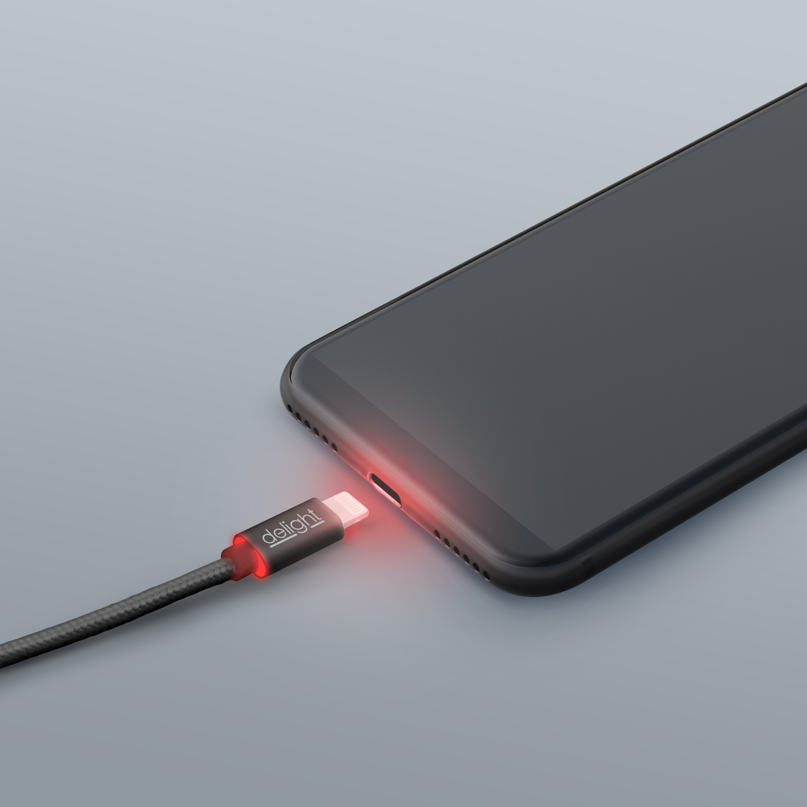 Adatkábel - iPhone "lightning" LED fénnyel fekete 1 m - 55442I-BK