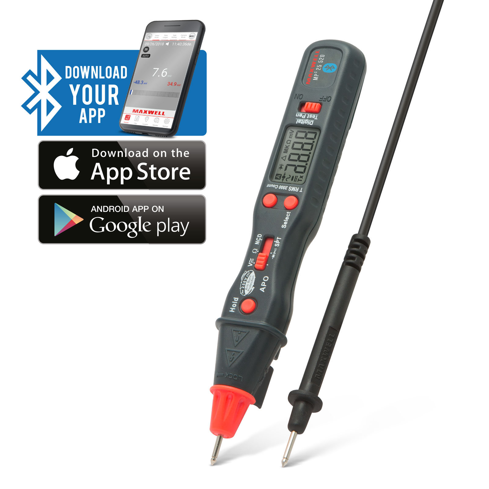 Smart, digitális multiméter, TOLL kivitel, Bluetooth - 25520