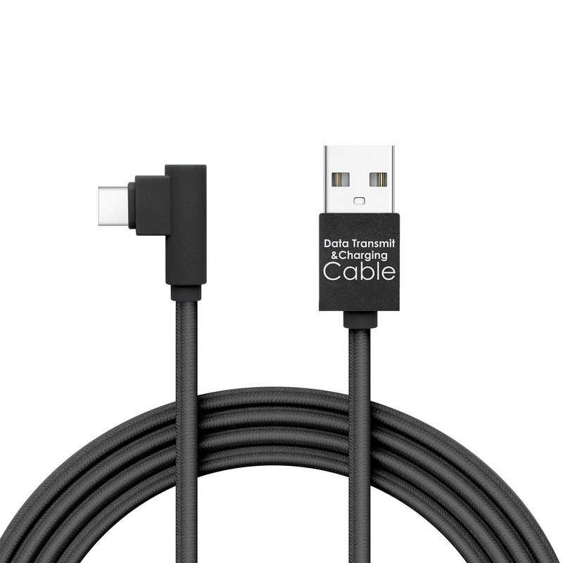 Adatkábel - USB Type-C 90°-os kialakítás fekete - 2 m - 2 A - 55444C-BK