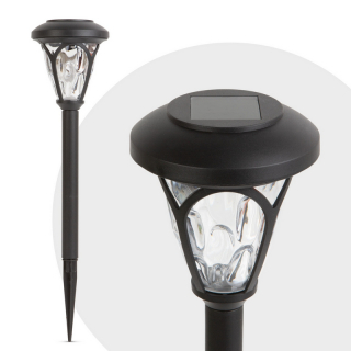 LED-es szolár lámpa - leszúrható, mintás plexivel - fekete - 400 mm - 11252