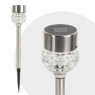 LED-es szolár lámpa - leszúrható - szálcsiszolt fém + üveg - 370 mm - 11254