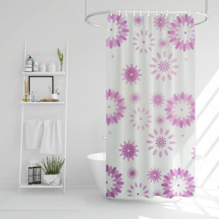 Zuhanyfüggöny - virág mintás - 180x180 cm - 11528A