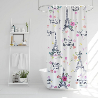 Zuhanyfüggöny - Eiffel-torony mintás - 180x180 cm - 11528D