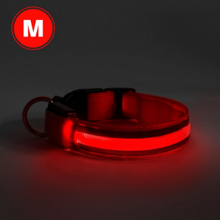 LED-es nyakörv akkumulátoros M méret piros - 60028B