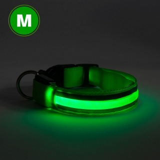 LED-es nyakörv akkumulátoros M méret zöld - 60028D
