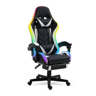 Gamer szék RGB LED-es, karfával, párnával - fekete - BMD1115BK